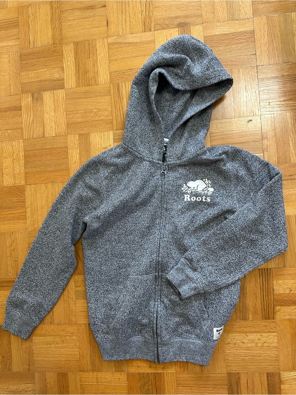 Roots Heather Gray Full-Zip Hoodie Sweater 🩶🤍